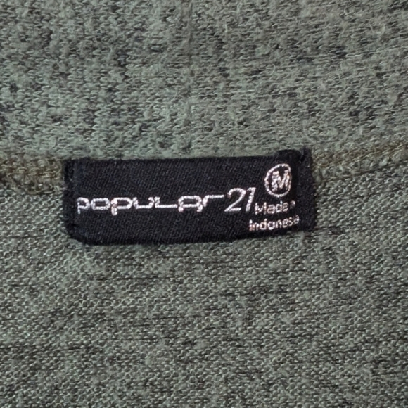 3 for $12 Clearance Popular 27 Olive Green Open Front Sweater - Picture 2 of 3